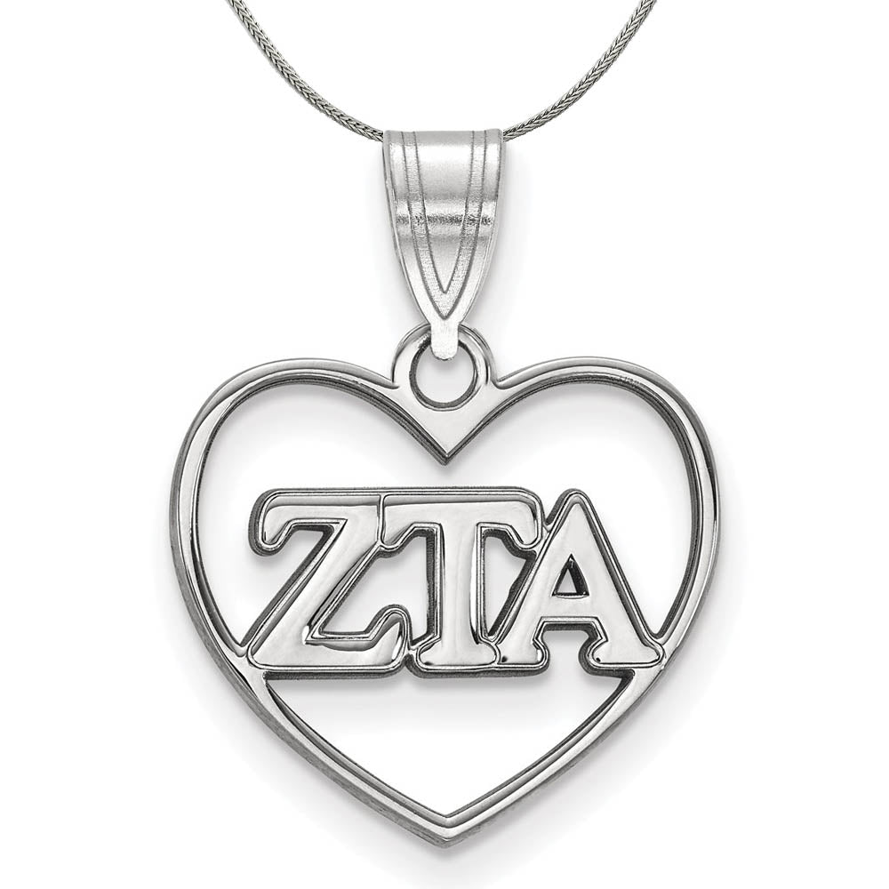 Sterling Silver Zeta Tau Alpha Heart Greek Necklace, Item N17995 by The Black Bow Jewelry Co.