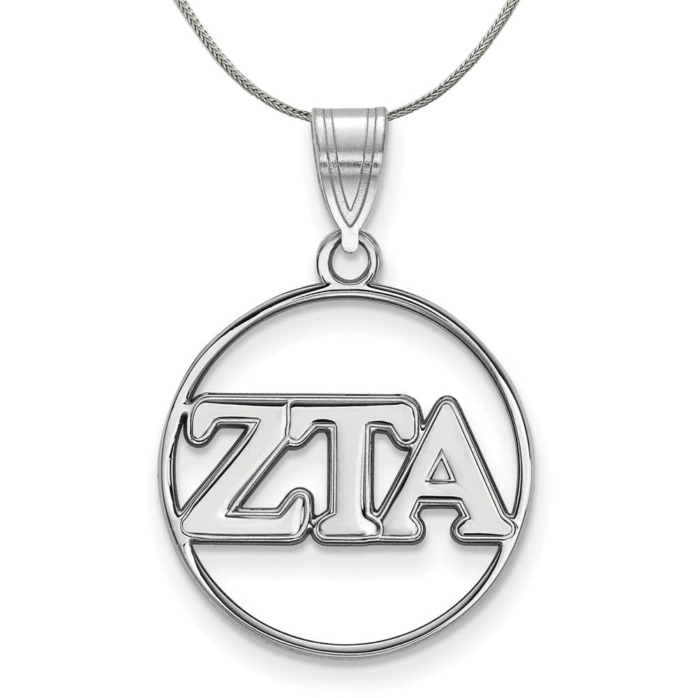 Sterling Silver Zeta Tau Alpha Medium Circle Greek Necklace, Item N17996 by The Black Bow Jewelry Co.