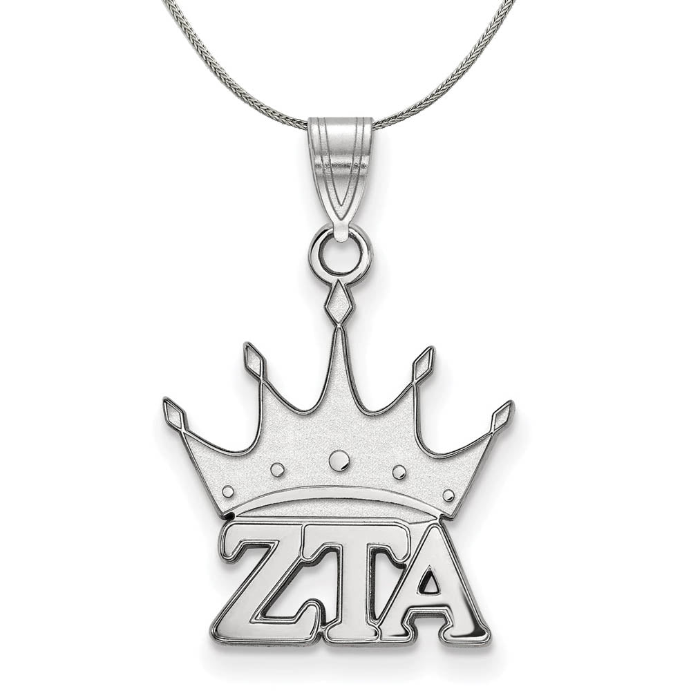 Sterling Silver Zeta Tau Alpha Small Pendant Necklace, Item N17998 by The Black Bow Jewelry Co.