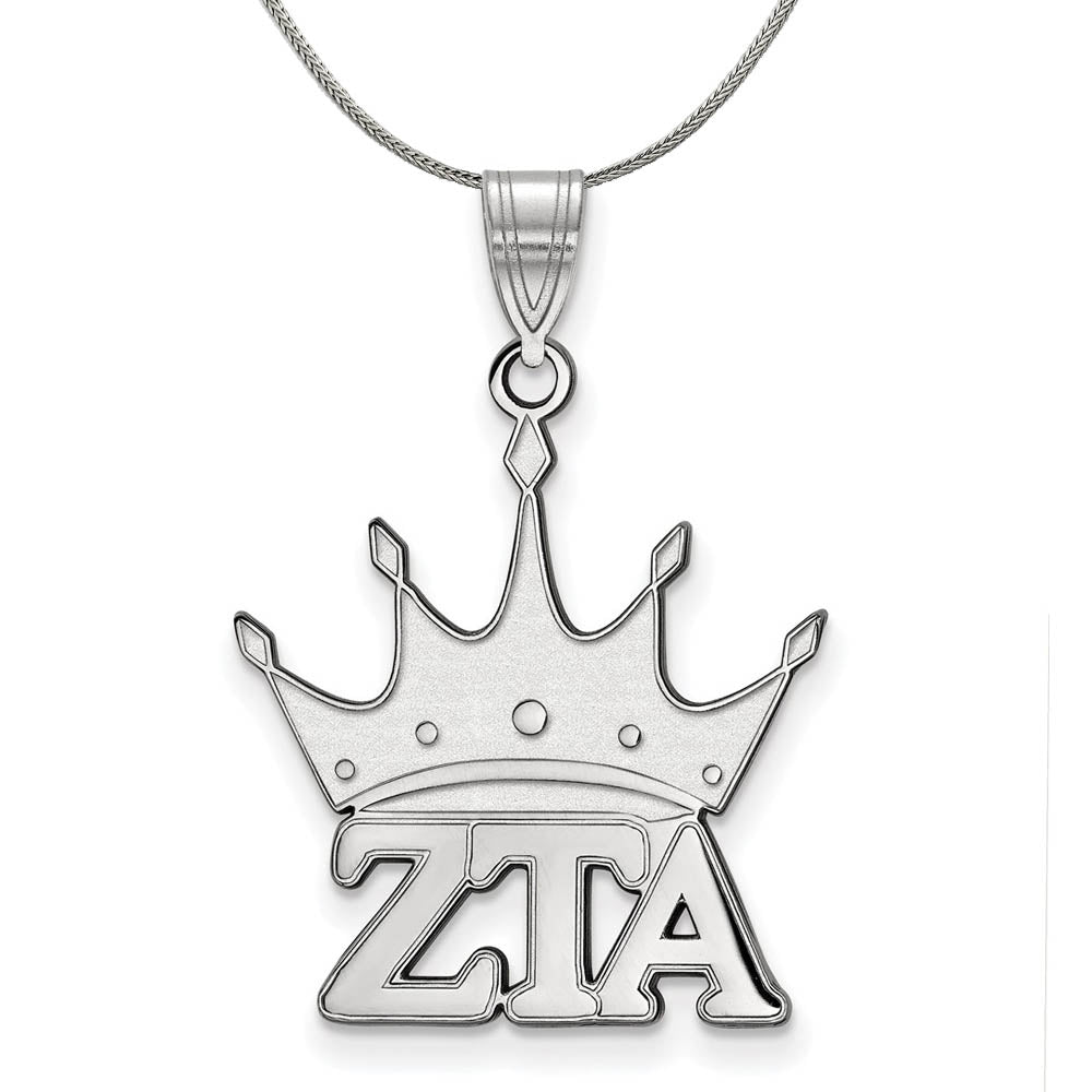 Sterling Silver Zeta Tau Alpha Medium Pendant Necklace, Item N17999 by The Black Bow Jewelry Co.