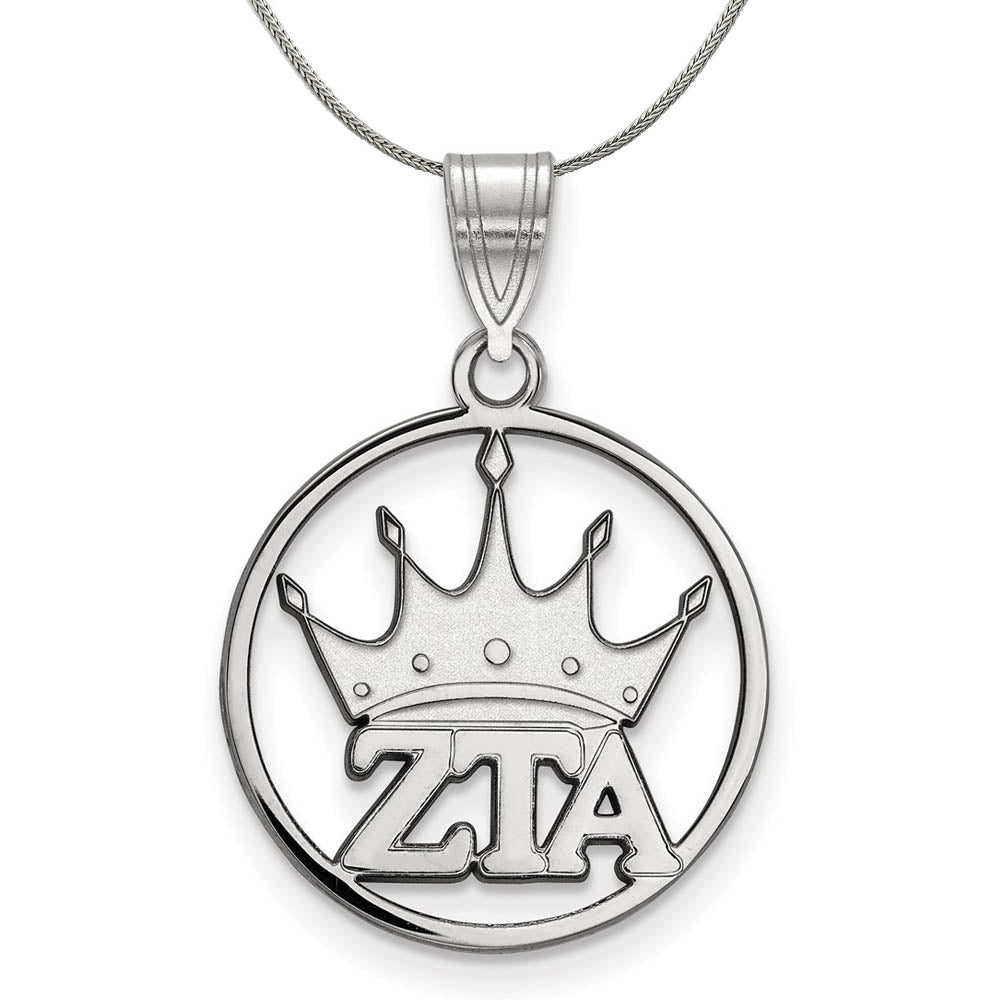 Sterling Silver Zeta Tau Alpha Medium Circle Pendant Necklace, Item N18001 by The Black Bow Jewelry Co.