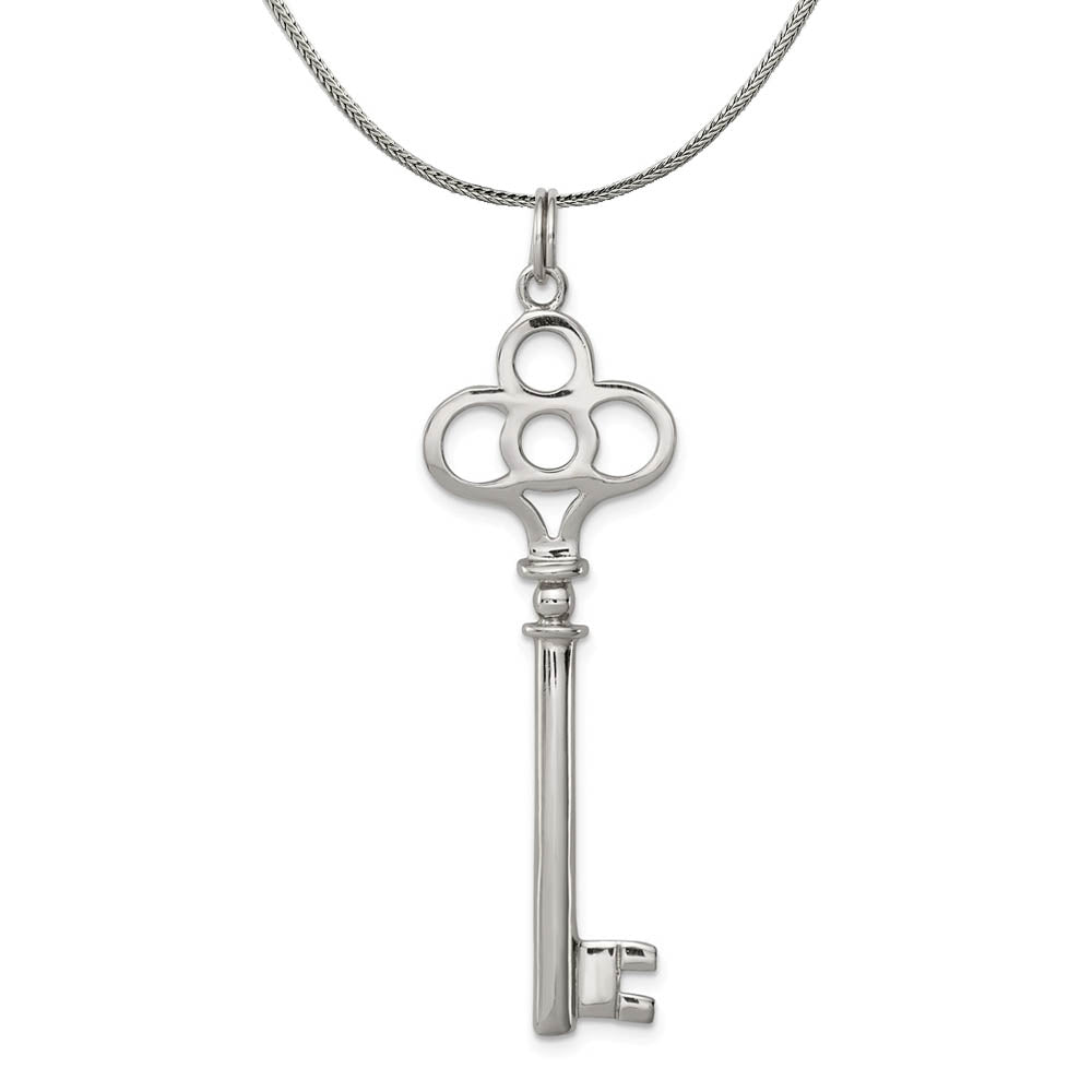 Sterling Silver Skeleton Key Pendant Necklace, Item N18004 by The Black Bow Jewelry Co.
