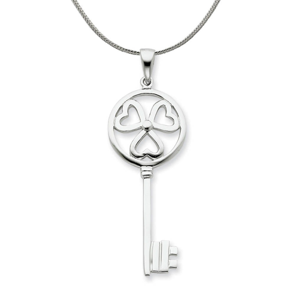 Sterling Silver Key to My Heart Pendant Necklace, Item N18024 by The Black Bow Jewelry Co.