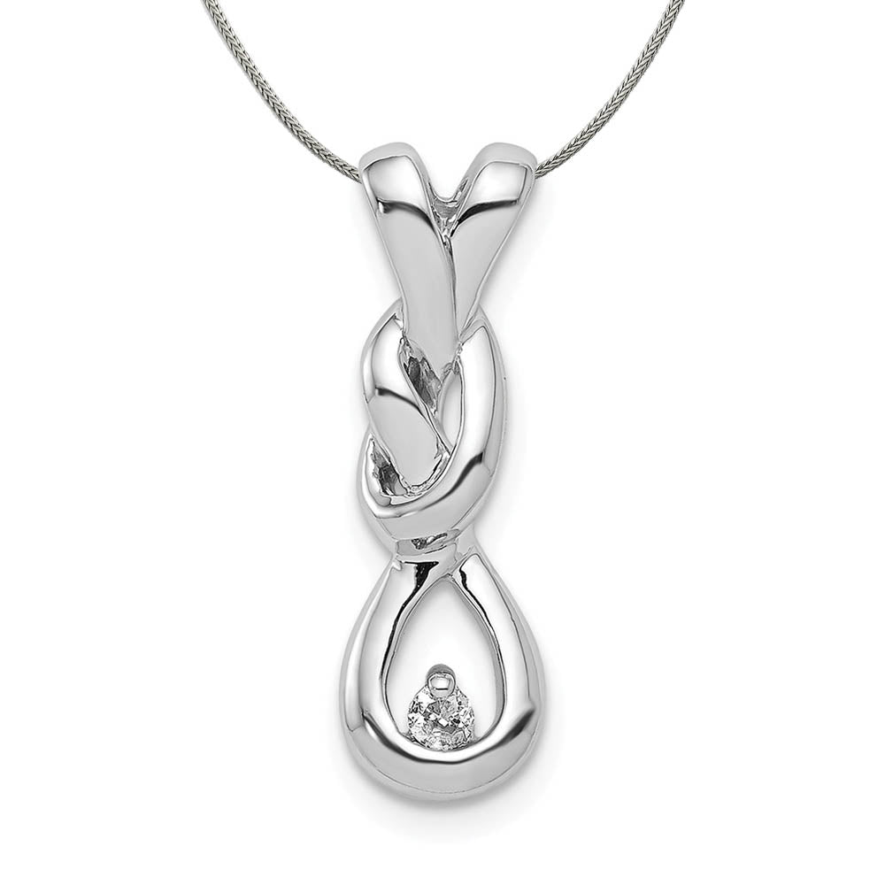 Diamond Knotted Loop Pendant in Sterling Silver Necklace, Item N18039 by The Black Bow Jewelry Co.