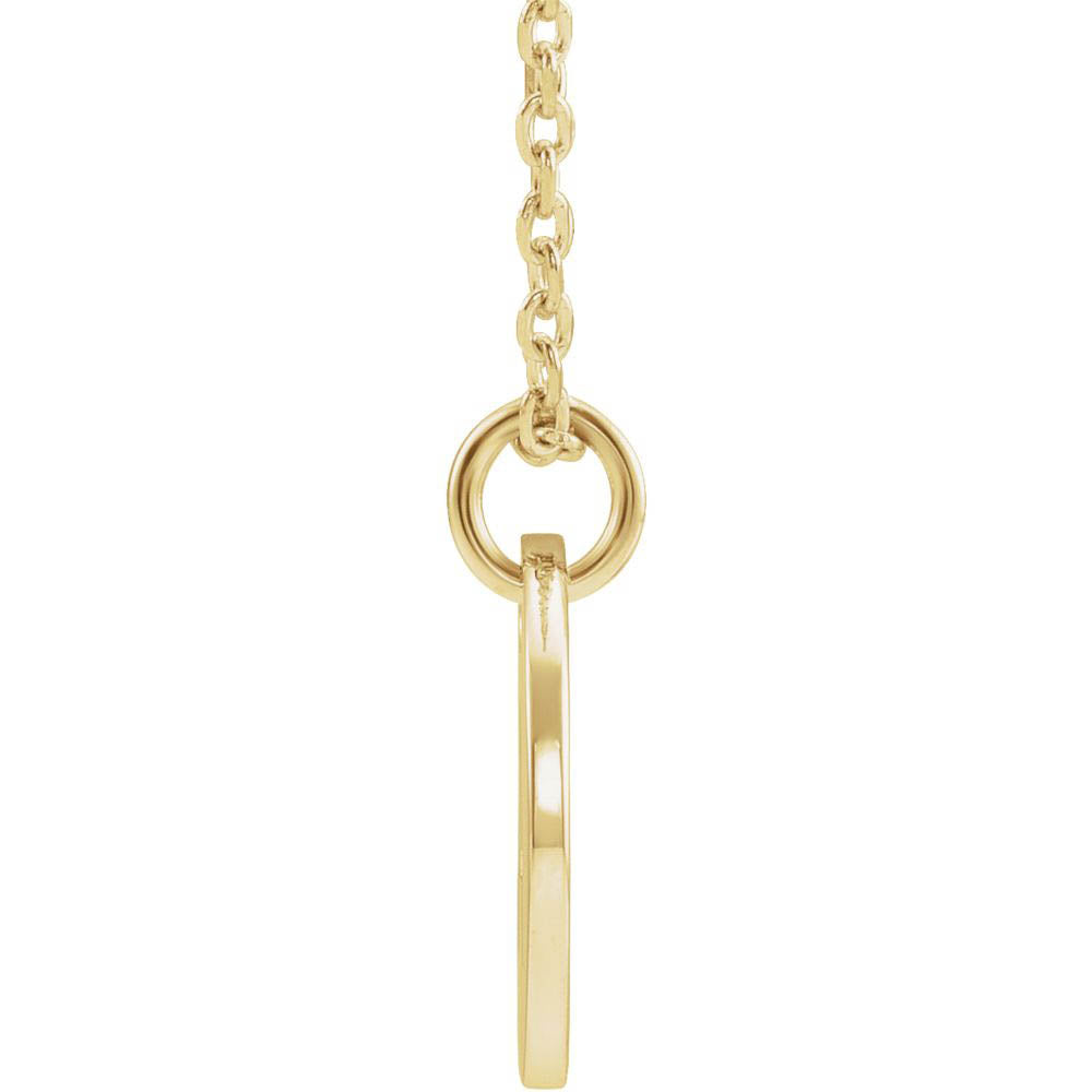 Alternate view of the 14k Yellow Gold Initial A, Small 10mm Pierced Disc Necklace, 16-18 In. by The Black Bow Jewelry Co.