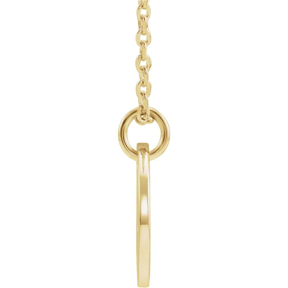 Alternate view of the 14k Yellow Gold Initial B, Small 10mm Pierced Disc Necklace, 16-18 In. by The Black Bow Jewelry Co.