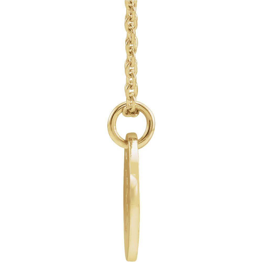 Alternate view of the 14k Yellow Gold Initial C, Small 10mm Pierced Disc Necklace, 16-18 In. by The Black Bow Jewelry Co.