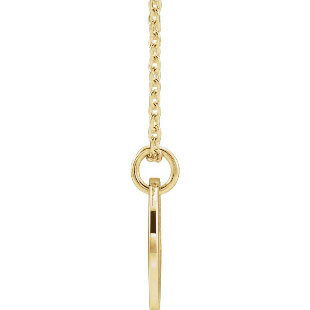 Alternate view of the 14k Yellow Gold Initial D, Small 10mm Pierced Disc Necklace, 16-18 In. by The Black Bow Jewelry Co.