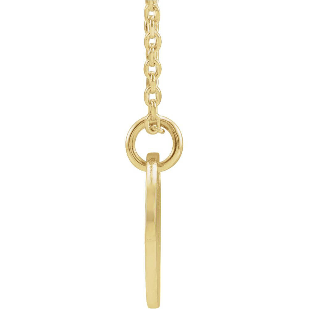 Alternate view of the 14k Yellow Gold Initial F, Small 10mm Pierced Disc Necklace, 16-18 In. by The Black Bow Jewelry Co.