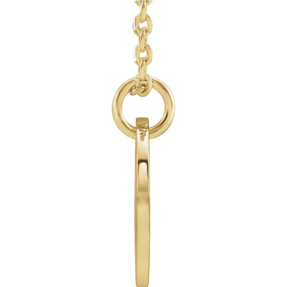 Alternate view of the 14k Yellow Gold Initial G, Small 10mm Pierced Disc Necklace, 16-18 In. by The Black Bow Jewelry Co.