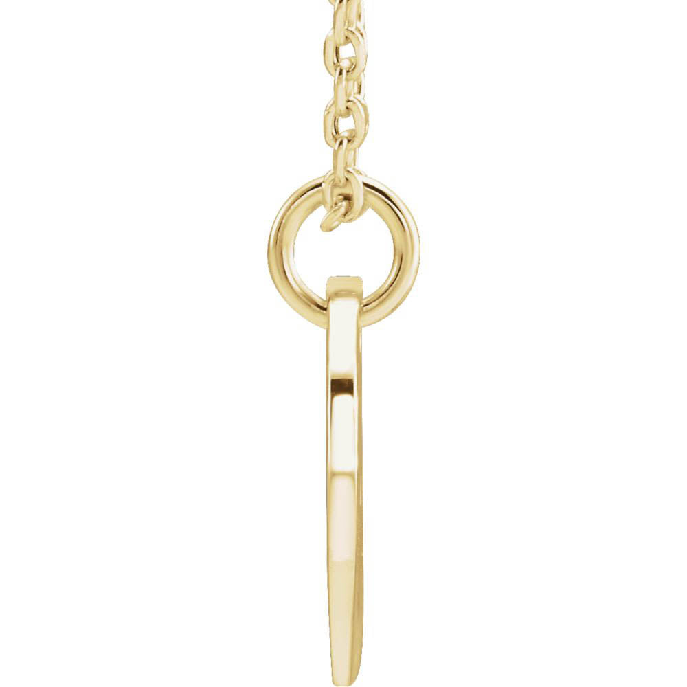 Alternate view of the 14k Yellow Gold Initial H, Small 10mm Pierced Disc Necklace, 16-18 In. by The Black Bow Jewelry Co.