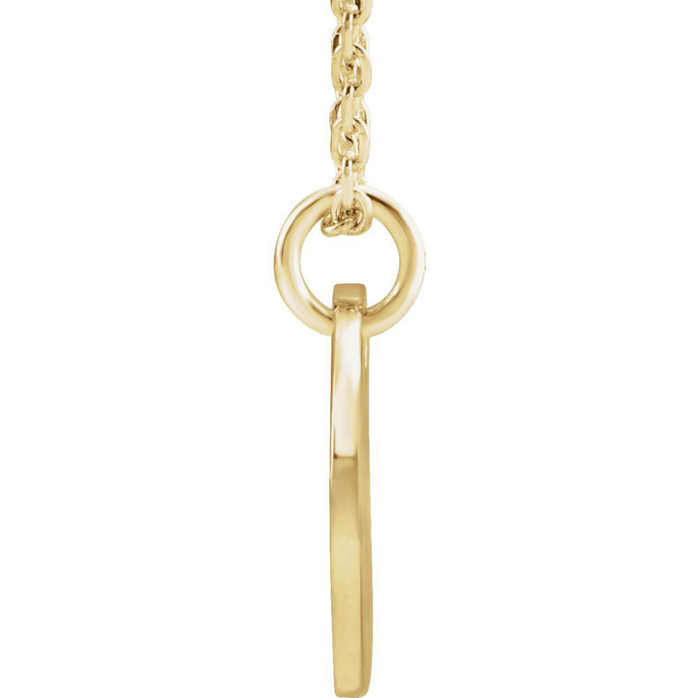Alternate view of the 14k Yellow Gold Initial J, Small 10mm Pierced Disc Necklace, 16-18 In. by The Black Bow Jewelry Co.