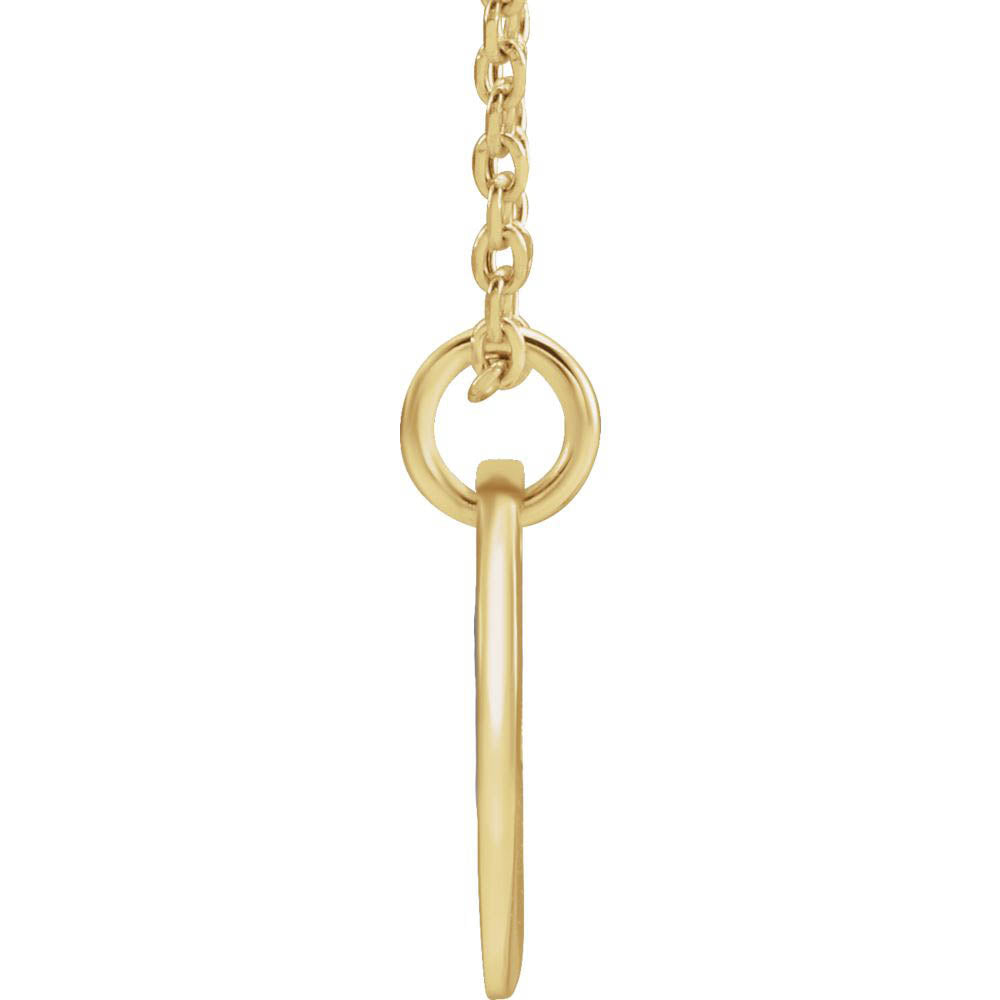Alternate view of the 14k Yellow Gold Initial M, Small 10mm Pierced Disc Necklace, 16-18 In. by The Black Bow Jewelry Co.