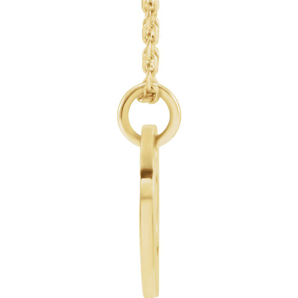 Alternate view of the 14k Yellow Gold Initial S, Small 10mm Pierced Disc Necklace, 16-18 In. by The Black Bow Jewelry Co.
