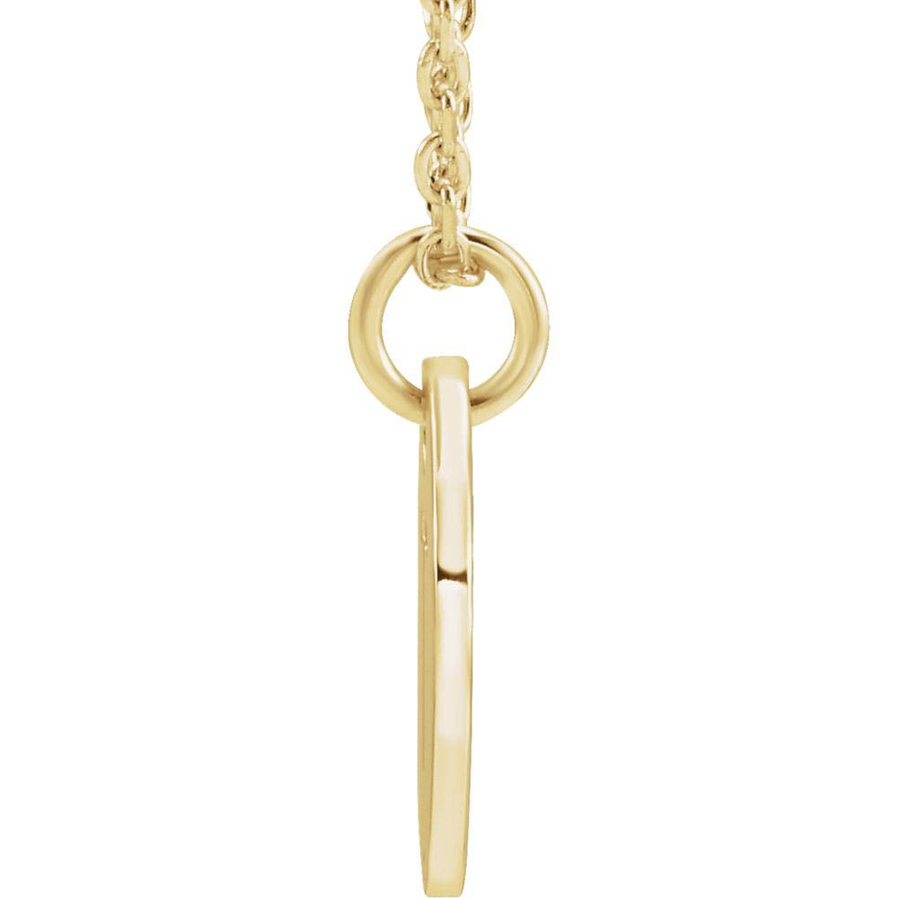 Alternate view of the 14k Yellow Gold Initial T, Small 10mm Pierced Disc Necklace, 16-18 In. by The Black Bow Jewelry Co.