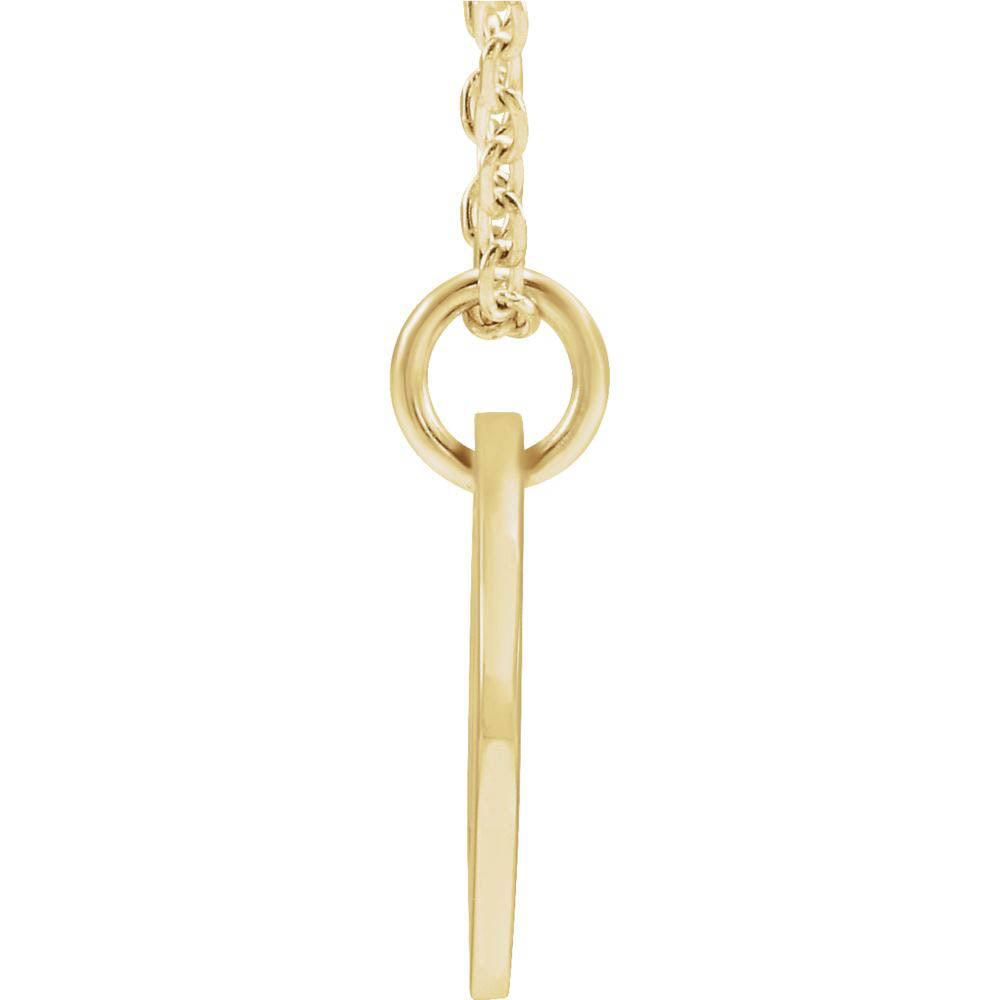 Alternate view of the 14k Yellow Gold Initial U, Small 10mm Pierced Disc Necklace, 16-18 In. by The Black Bow Jewelry Co.