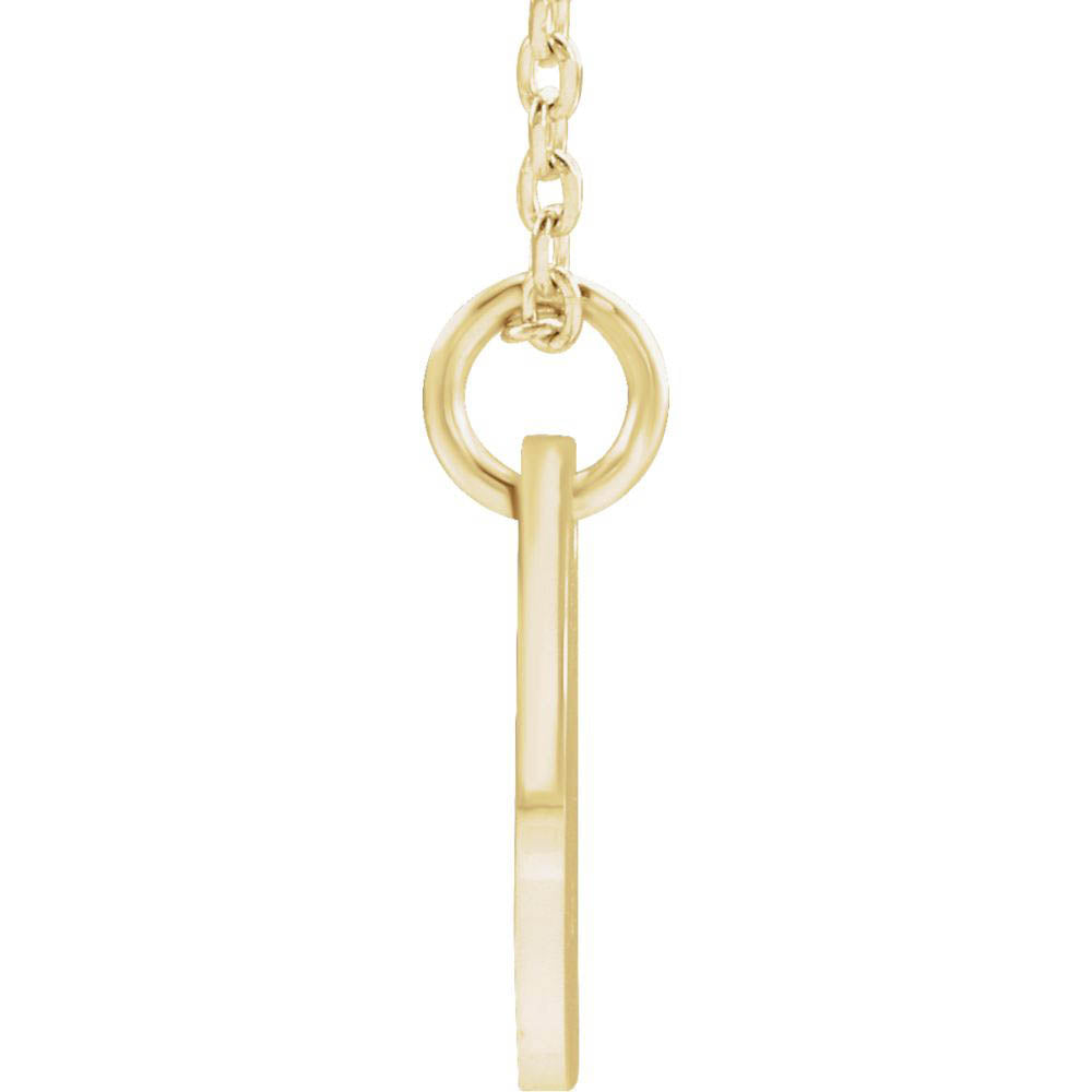 Alternate view of the 14k Yellow Gold Initial V, Small 10mm Pierced Disc Necklace, 16-18 In. by The Black Bow Jewelry Co.