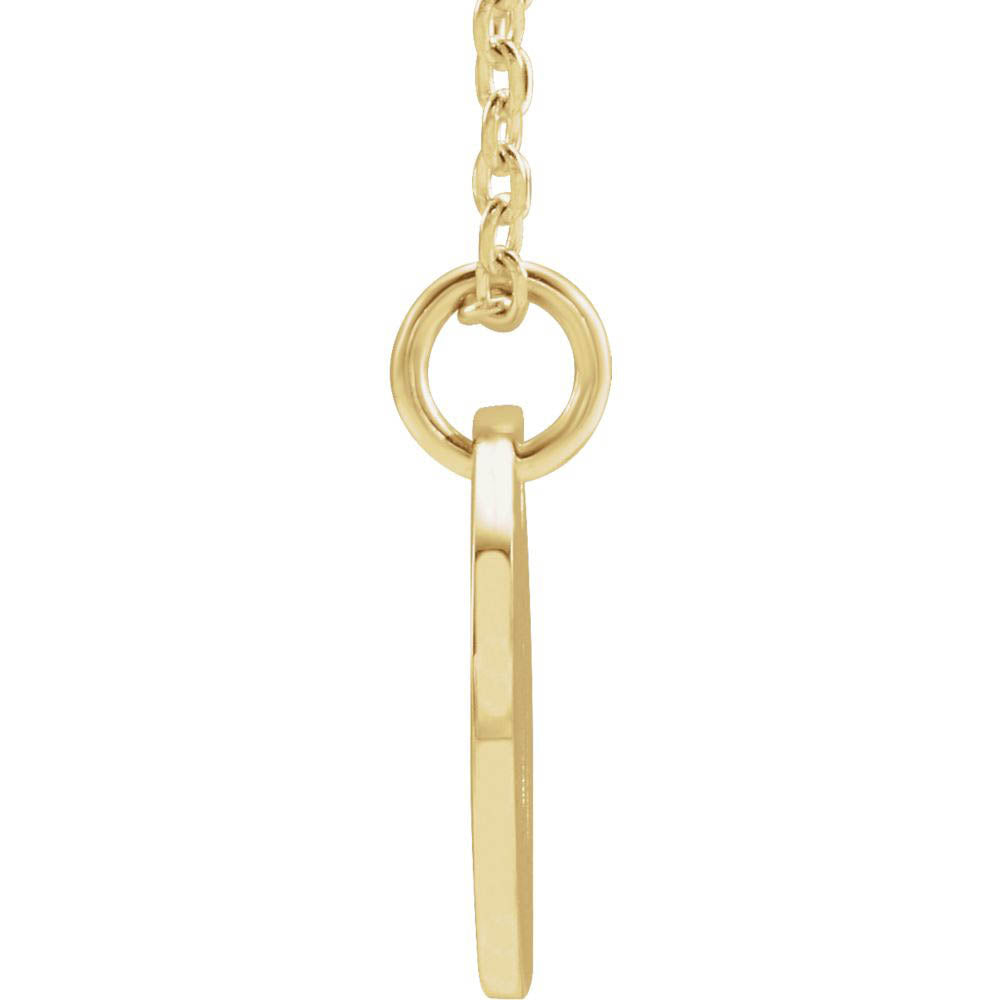 Alternate view of the 14k Yellow Gold Initial W, Small 10mm Pierced Disc Necklace, 16-18 In. by The Black Bow Jewelry Co.