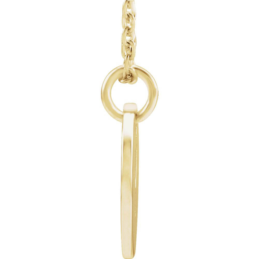 Alternate view of the 14k Yellow Gold Initial Y, Small 10mm Pierced Disc Necklace, 16-18 In. by The Black Bow Jewelry Co.