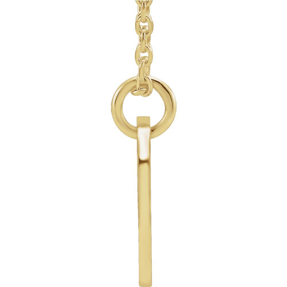 Alternate view of the 14k Yellow Gold Initial Z, Small 10mm Pierced Disc Necklace, 16-18 In. by The Black Bow Jewelry Co.