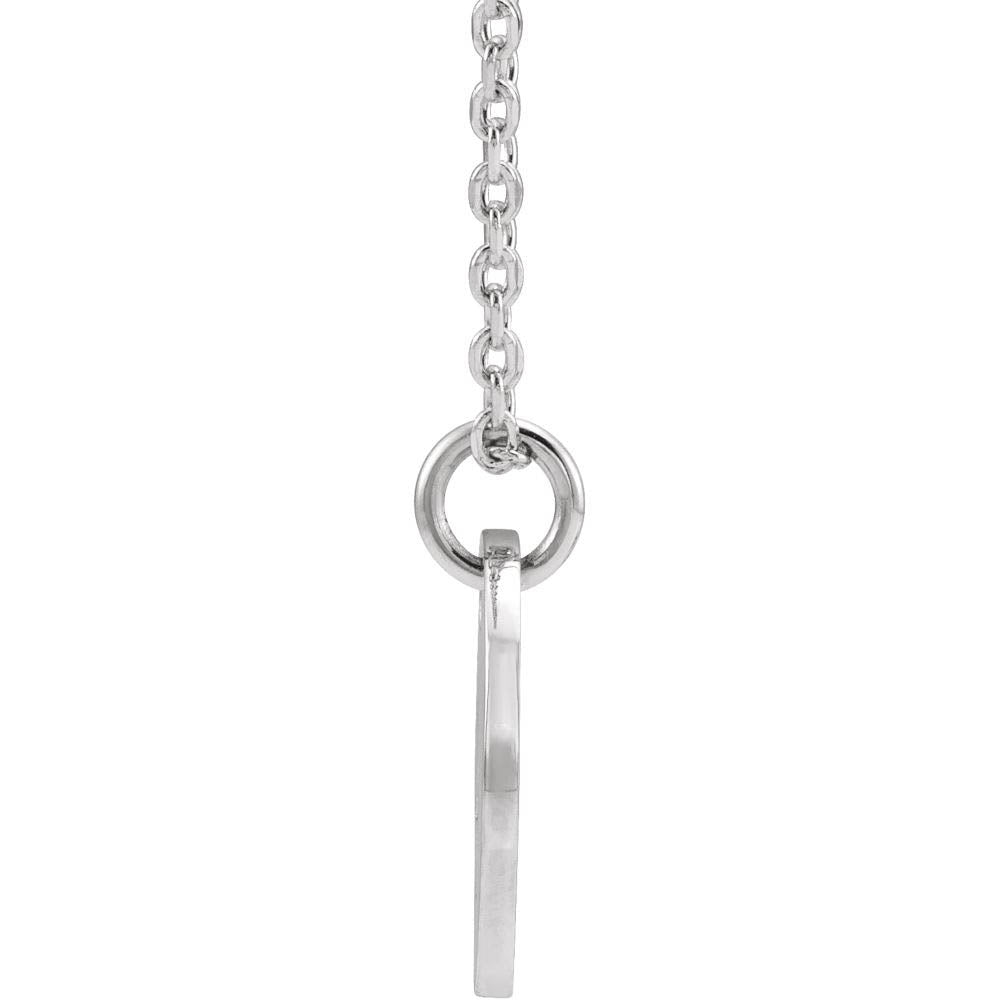 Alternate view of the 14k White Gold Initial C, Small 10mm Pierced Disc Necklace, 16-18 Inch by The Black Bow Jewelry Co.