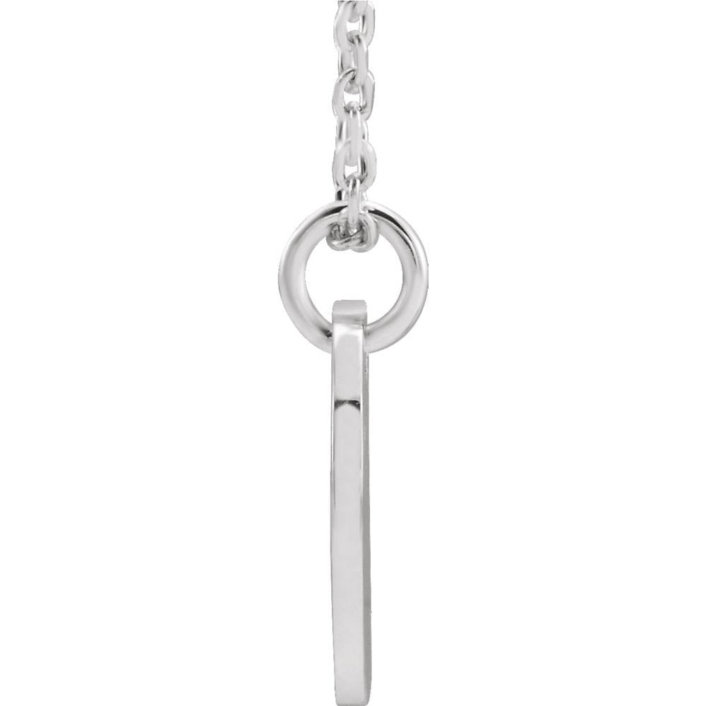 Alternate view of the 14k White Gold Initial J, Small 10mm Pierced Disc Necklace, 16-18 Inch by The Black Bow Jewelry Co.