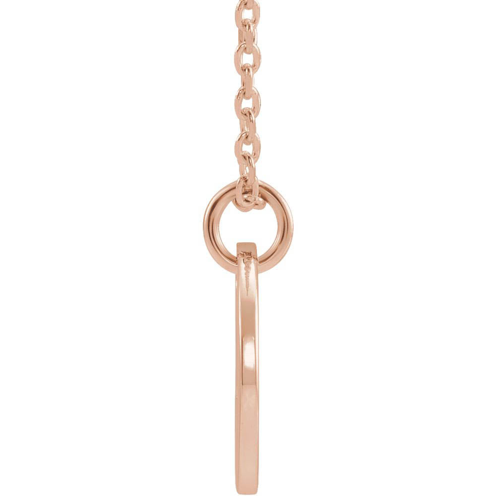 Alternate view of the 14k Rose Gold Initial A, Small 10mm Pierced Disc Necklace, 16-18 Inch by The Black Bow Jewelry Co.