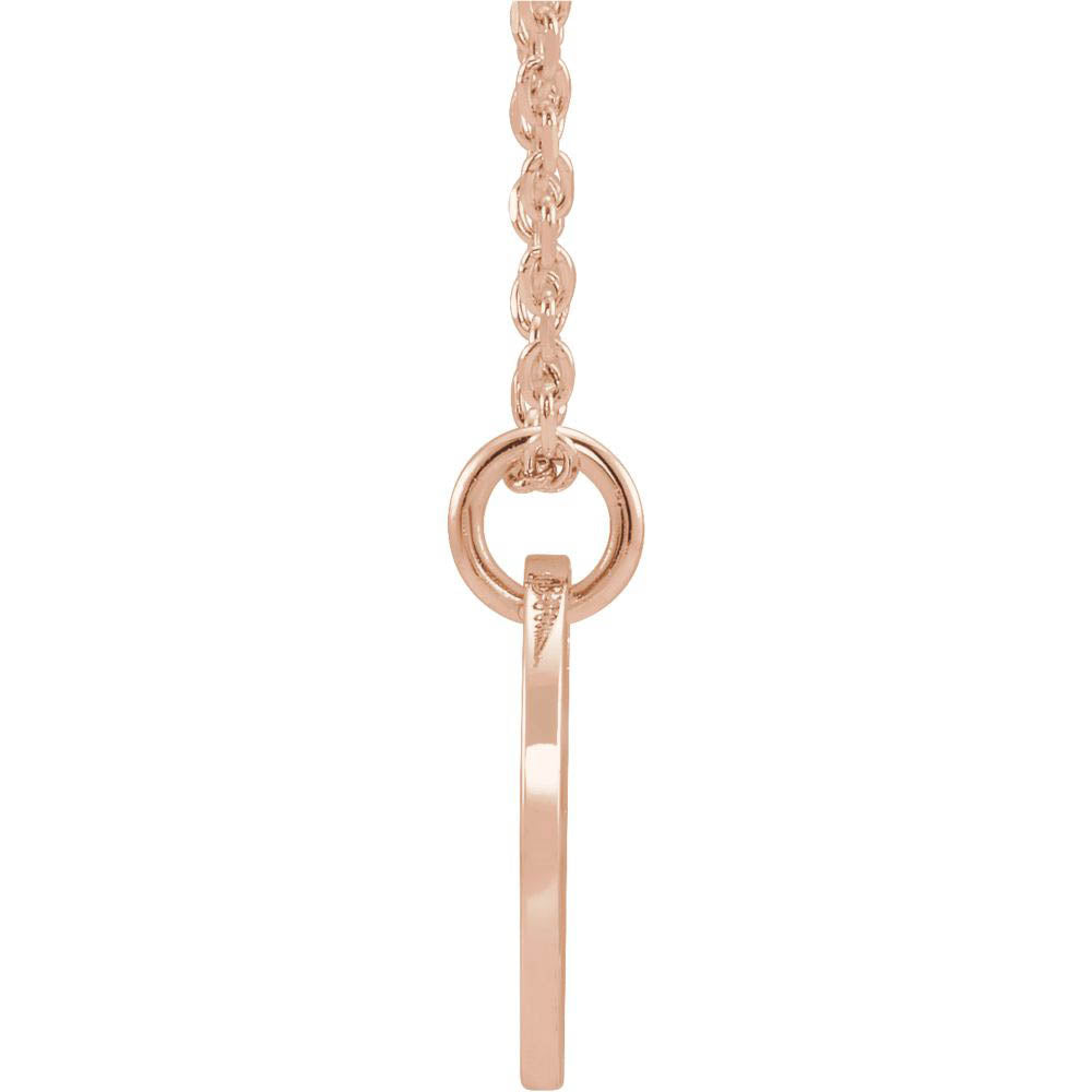 Alternate view of the 14k Rose Gold Initial C, Small 10mm Pierced Disc Necklace, 16-18 Inch by The Black Bow Jewelry Co.