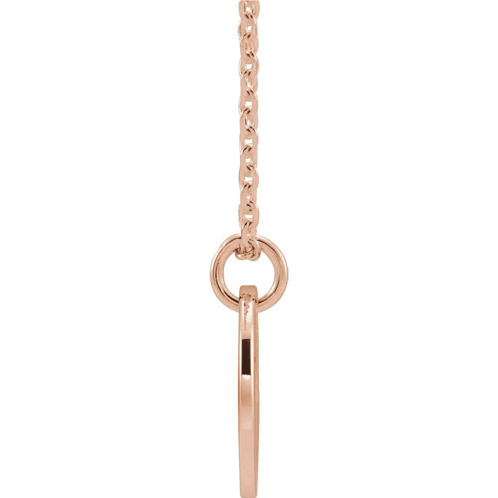 Alternate view of the 14k Rose Gold Initial D, Small 10mm Pierced Disc Necklace, 16-18 Inch by The Black Bow Jewelry Co.