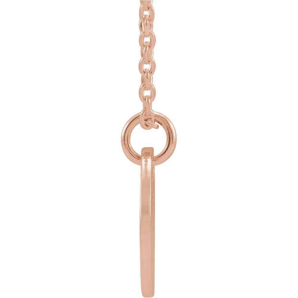 Alternate view of the 14k Rose Gold Initial F, Small 10mm Pierced Disc Necklace, 16-18 Inch by The Black Bow Jewelry Co.