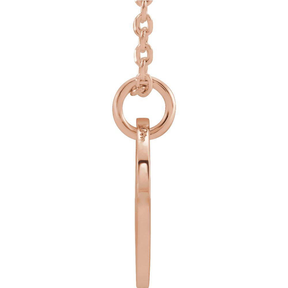 Alternate view of the 14k Rose Gold Initial G, Small 10mm Pierced Disc Necklace, 16-18 Inch by The Black Bow Jewelry Co.