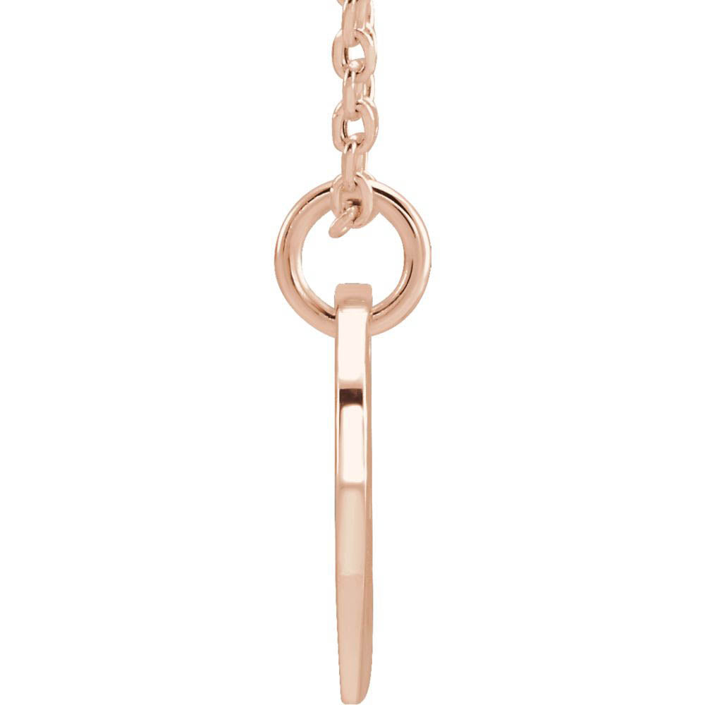 Alternate view of the 14k Rose Gold Initial H, Small 10mm Pierced Disc Necklace, 16-18 Inch by The Black Bow Jewelry Co.