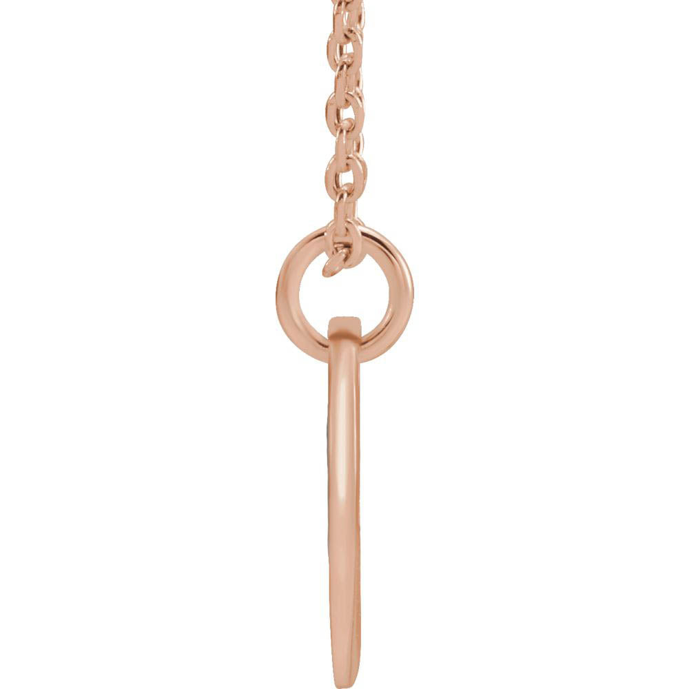 Alternate view of the 14k Rose Gold Initial I, Small 10mm Pierced Disc Necklace, 16-18 Inch by The Black Bow Jewelry Co.