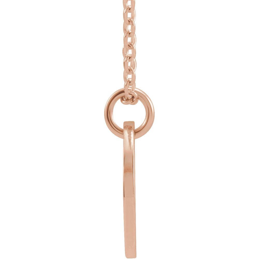 Alternate view of the 14k Rose Gold Initial K, Small 10mm Pierced Disc Necklace, 16-18 Inch by The Black Bow Jewelry Co.