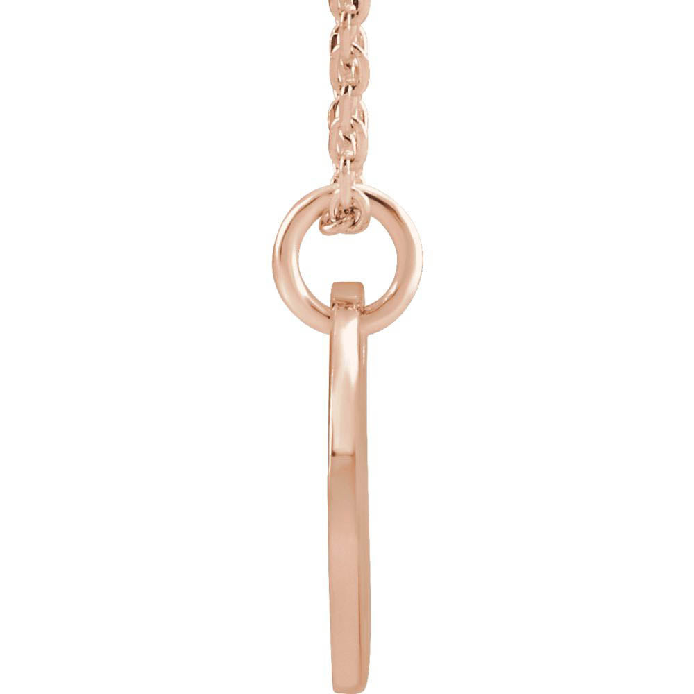 Alternate view of the 14k Rose Gold Initial Q, Small 10mm Pierced Disc Necklace, 16-18 Inch by The Black Bow Jewelry Co.