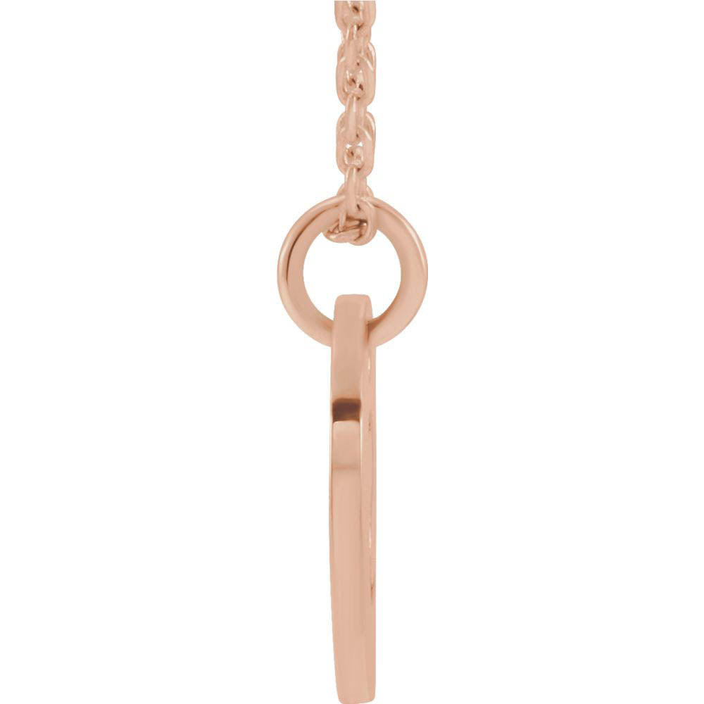 Alternate view of the 14k Rose Gold Initial S, Small 10mm Pierced Disc Necklace, 16-18 Inch by The Black Bow Jewelry Co.