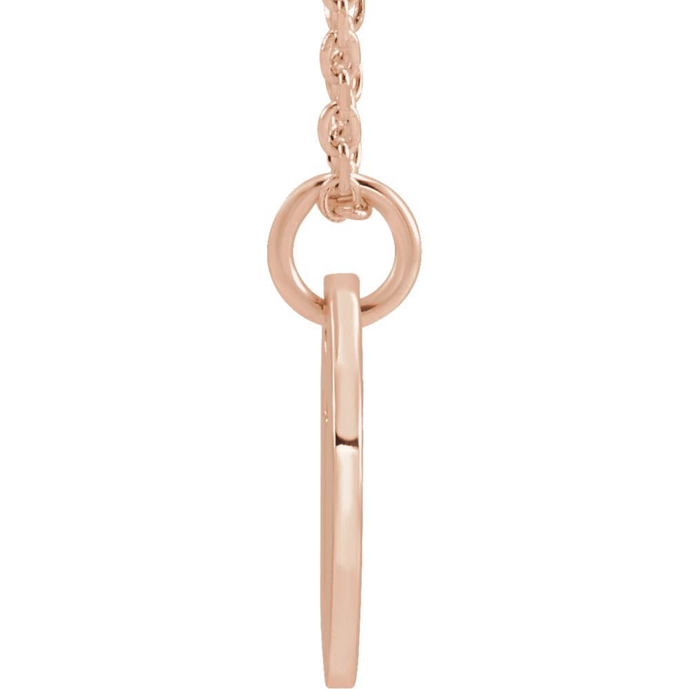 Alternate view of the 14k Rose Gold Initial T, Small 10mm Pierced Disc Necklace, 16-18 Inch by The Black Bow Jewelry Co.