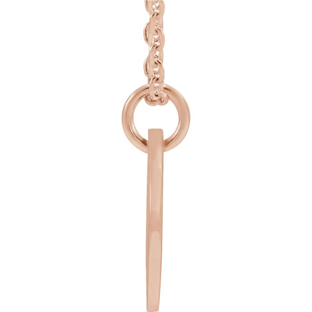 Alternate view of the 14k Rose Gold Initial U, Small 10mm Pierced Disc Necklace, 16-18 Inch by The Black Bow Jewelry Co.