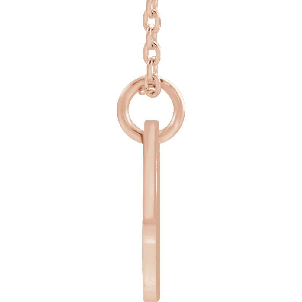 Alternate view of the 14k Rose Gold Initial V, Small 10mm Pierced Disc Necklace, 16-18 Inch by The Black Bow Jewelry Co.