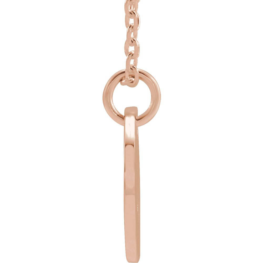 Alternate view of the 14k Rose Gold Initial W, Small 10mm Pierced Disc Necklace, 16-18 Inch by The Black Bow Jewelry Co.