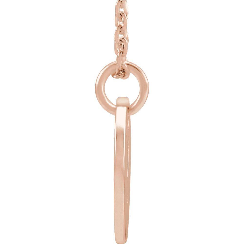 Alternate view of the 14k Rose Gold Initial Y, Small 10mm Pierced Disc Necklace, 16-18 Inch by The Black Bow Jewelry Co.