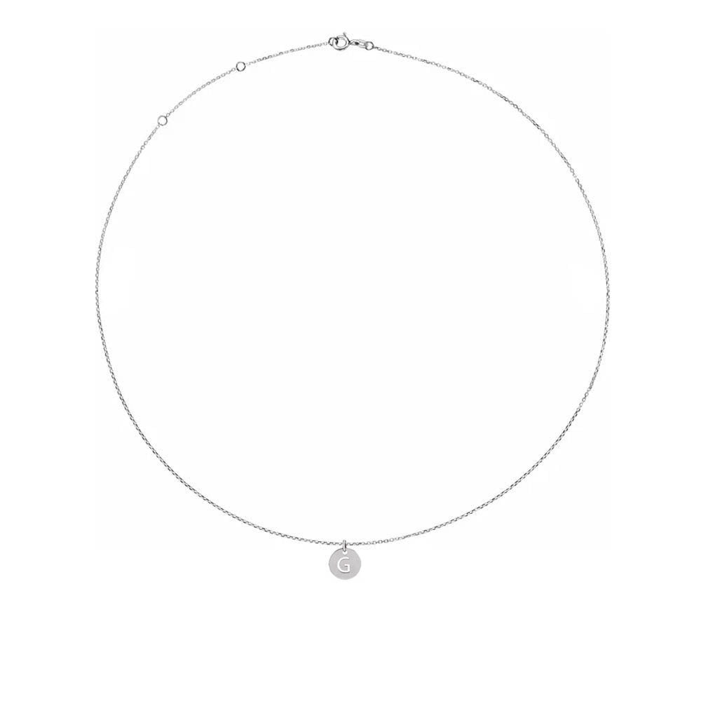 Alternate view of the Sterling Silver Initial A-Z, SM 10mm Pierced Disc Necklace, 16-18 Inch by The Black Bow Jewelry Co.