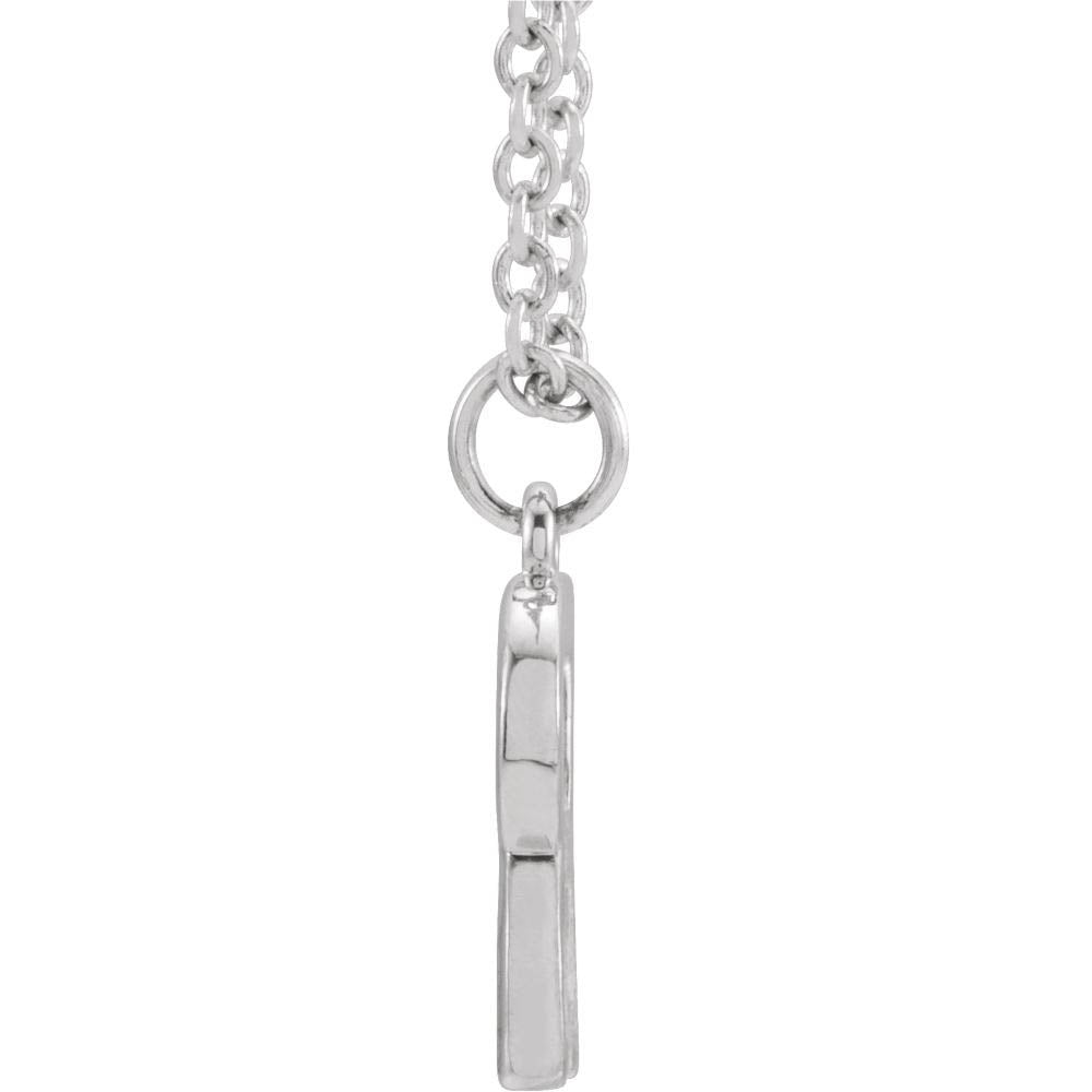 Alternate view of the 14k White Gold 9.5mm Small Block Initial R Necklace, 18 Inch by The Black Bow Jewelry Co.