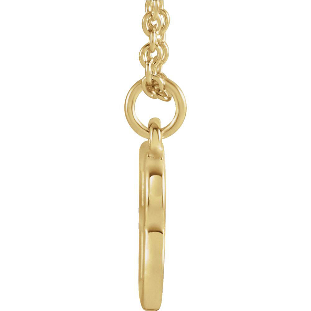 Alternate view of the 14k Yellow Gold 9.5mm Small Block Initial B Necklace, 16 Inch by The Black Bow Jewelry Co.