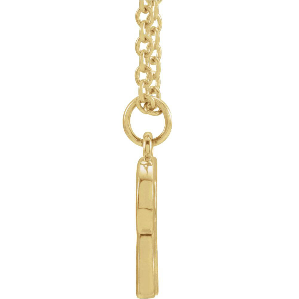 Alternate view of the 14k Yellow Gold 9.5mm Small Block Initial R Necklace, 16 Inch by The Black Bow Jewelry Co.