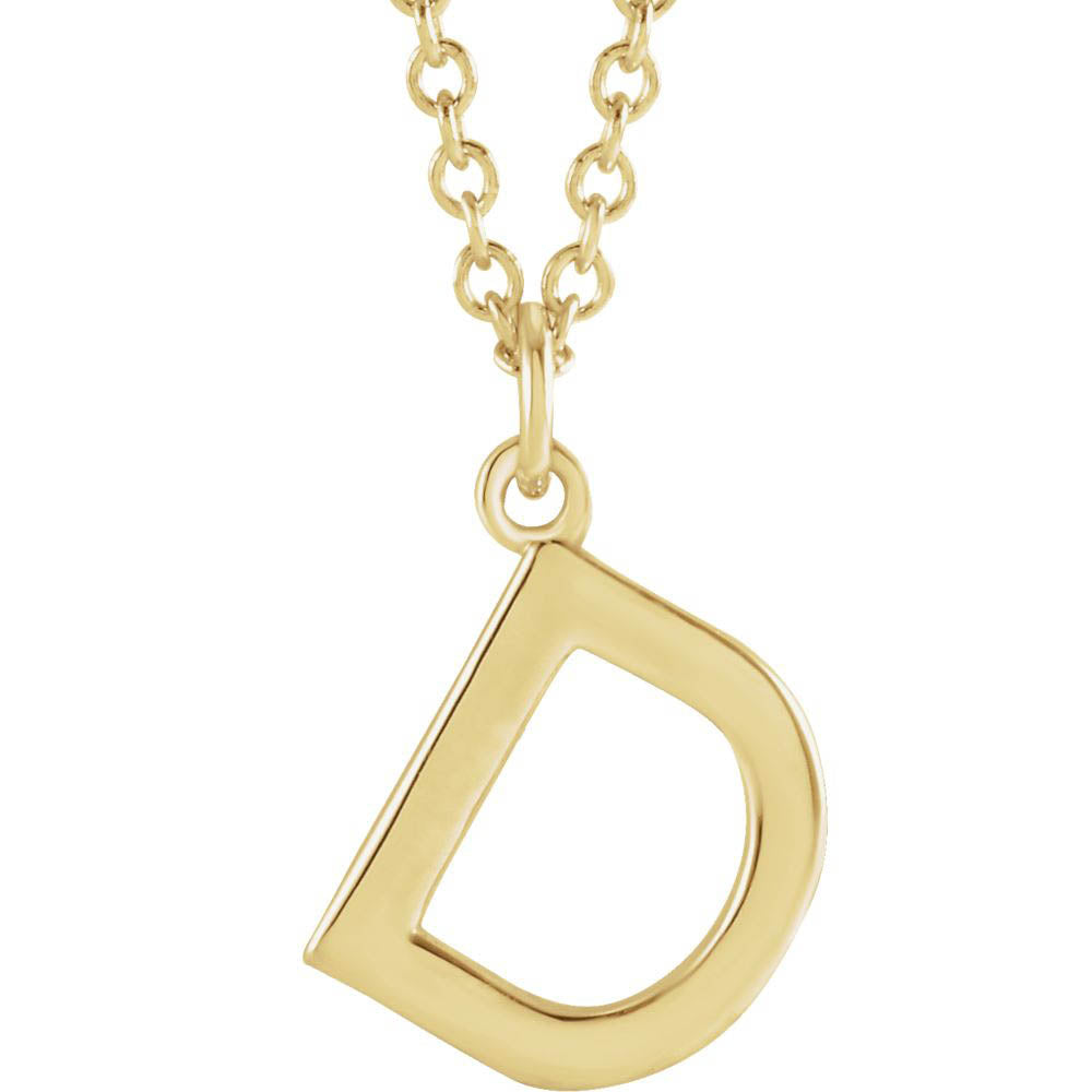 14k Yellow Gold 9.5mm Small Block Initial D Necklace, 18 Inch, Item N18194-D by The Black Bow Jewelry Co.