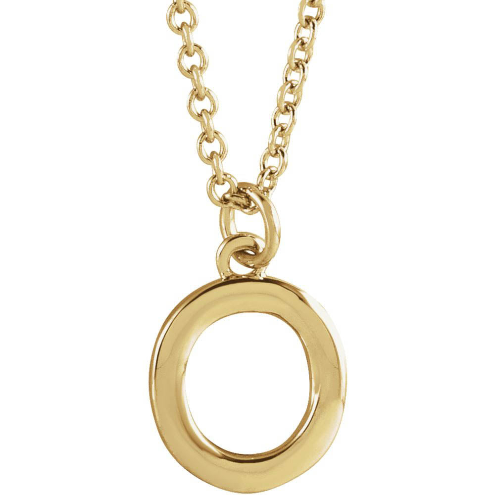14k Yellow Gold 9.5mm Small Block Initial O Necklace, 18 Inch, Item N18194-O by The Black Bow Jewelry Co.