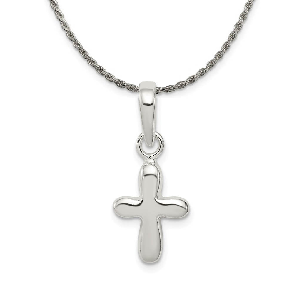 Sterling Silver Polished Cross Pendant Necklace, Item N18213 by The Black Bow Jewelry Co.