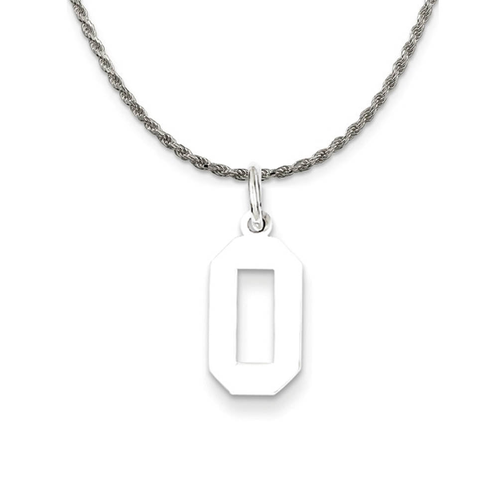 Sterling Silver Athletic Lg Polished Number 0 Necklace, Item N18219 by The Black Bow Jewelry Co.