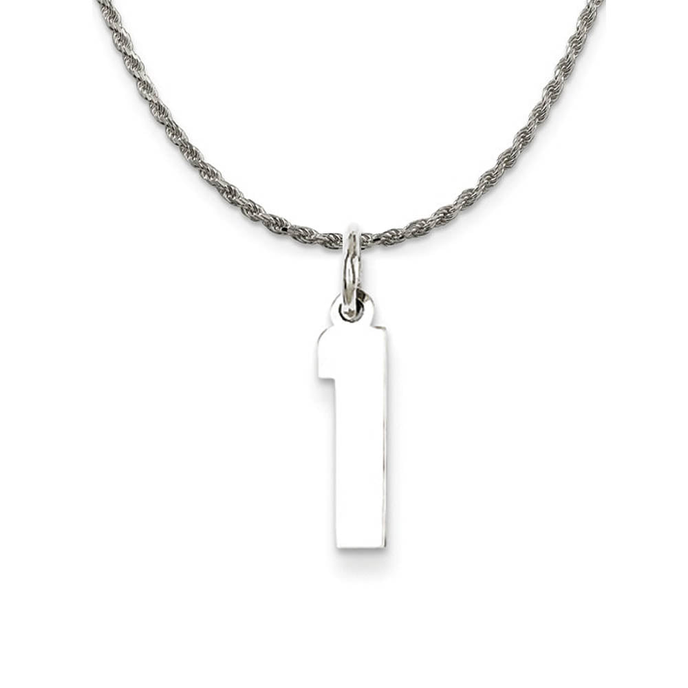Sterling Silver Athletic Lg Polished Number 1 Necklace, Item N18225 by The Black Bow Jewelry Co.